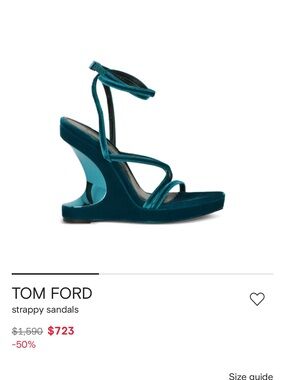 Tom Ford Teal Velvet Strappy Sculpted Wedge Sandals